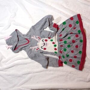Girl's Holiday Hooded Sweater Dress with Festive Llama and Antlers - See Photos